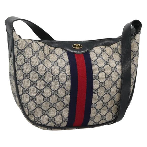 GUCCI GG Supreme Sherry Line Shoulder Bag Pvc Navy Red 41 02 008 - Picture 1 of 16